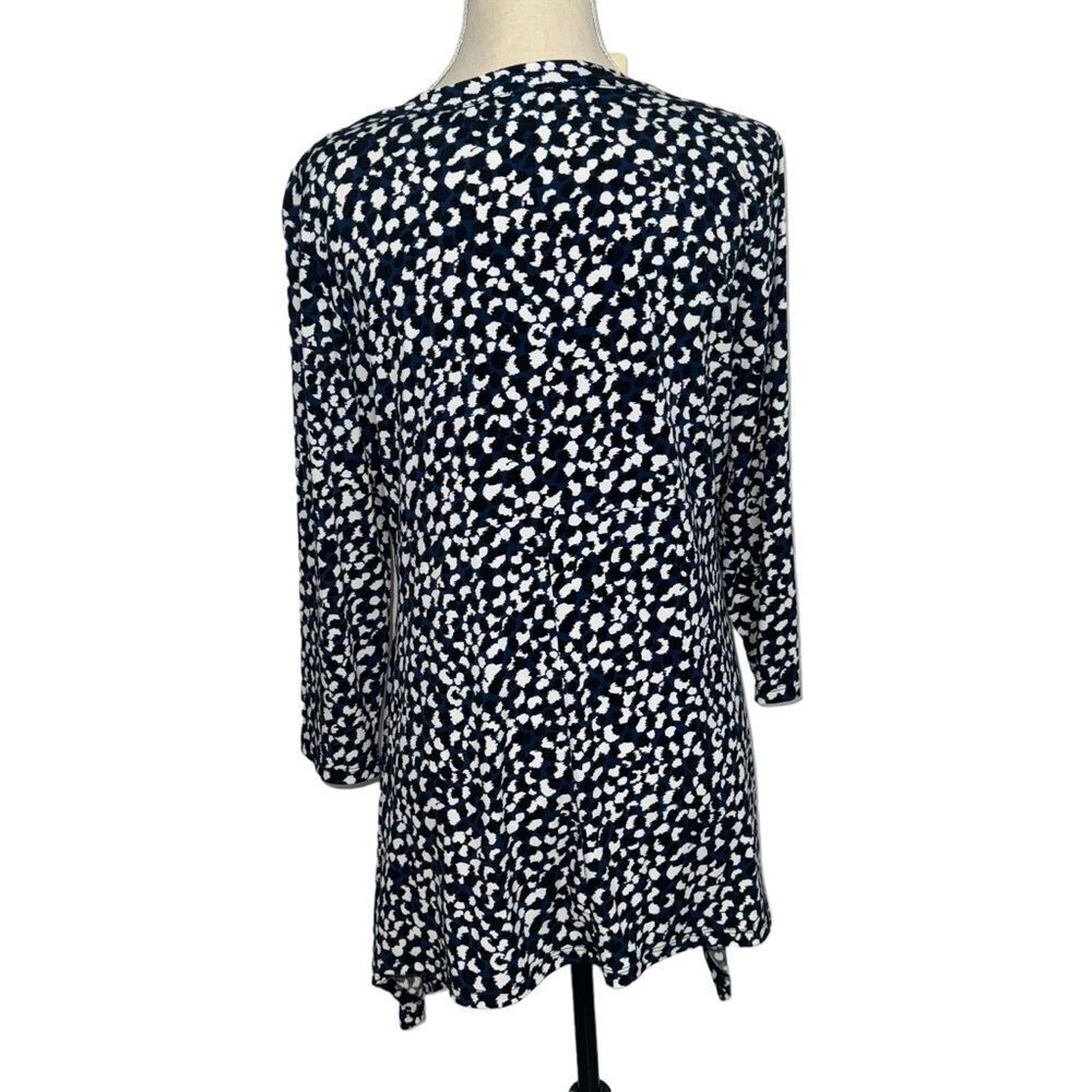 Chaua Blue Black White Cheetah animal Print Round Neck Half Sleeve spandex XL - Picture 7 of 8